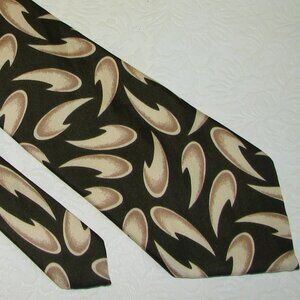 Serica Italian SILK TIE, 58.5", Dark Olive Green, Retro Rockabilly Design